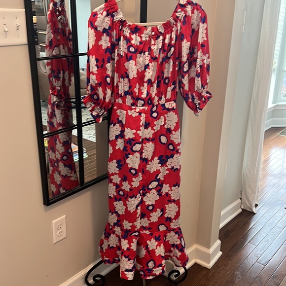 Saloni RARE Olivia Floral Silk Jacquard Midi Dress - Picture 9 of 11